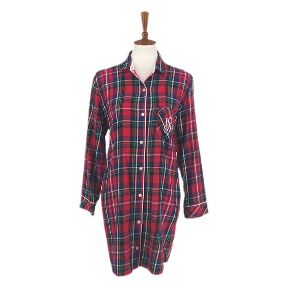Victoria's Secret Other - Victoria’s Secret Red Plaid Button Down Nightgown